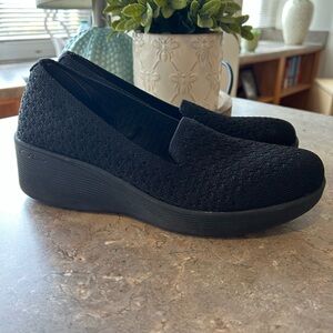 Skechers Black Slip-On Wedge Flats